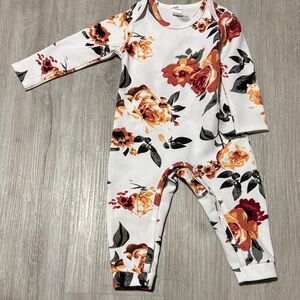 SHEIN Floral Jumpsuit - Red, Orange, Black, White